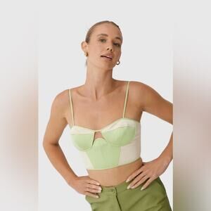 NWT Finders Keepers Tiana Corset Top Lime And Cream Size 8 (AU/UK 12) Large
